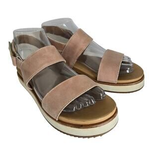 Nisolo Womens Go-To Flatform Sandals 7.5 Almond Strappy Casual Beachy Summer